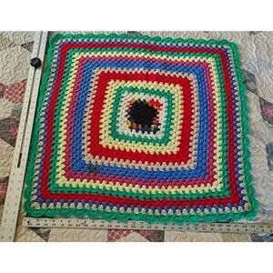 CROCHET Afghan Blanket Large Granny Square Multicolor 30" x 30" Square GIFT